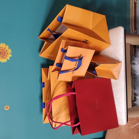 Louis Vuitton Orange Shopping Bags with Blue Handles I Have 2.10×8  1 7×8 2.9×7 - Picture 4 of 7